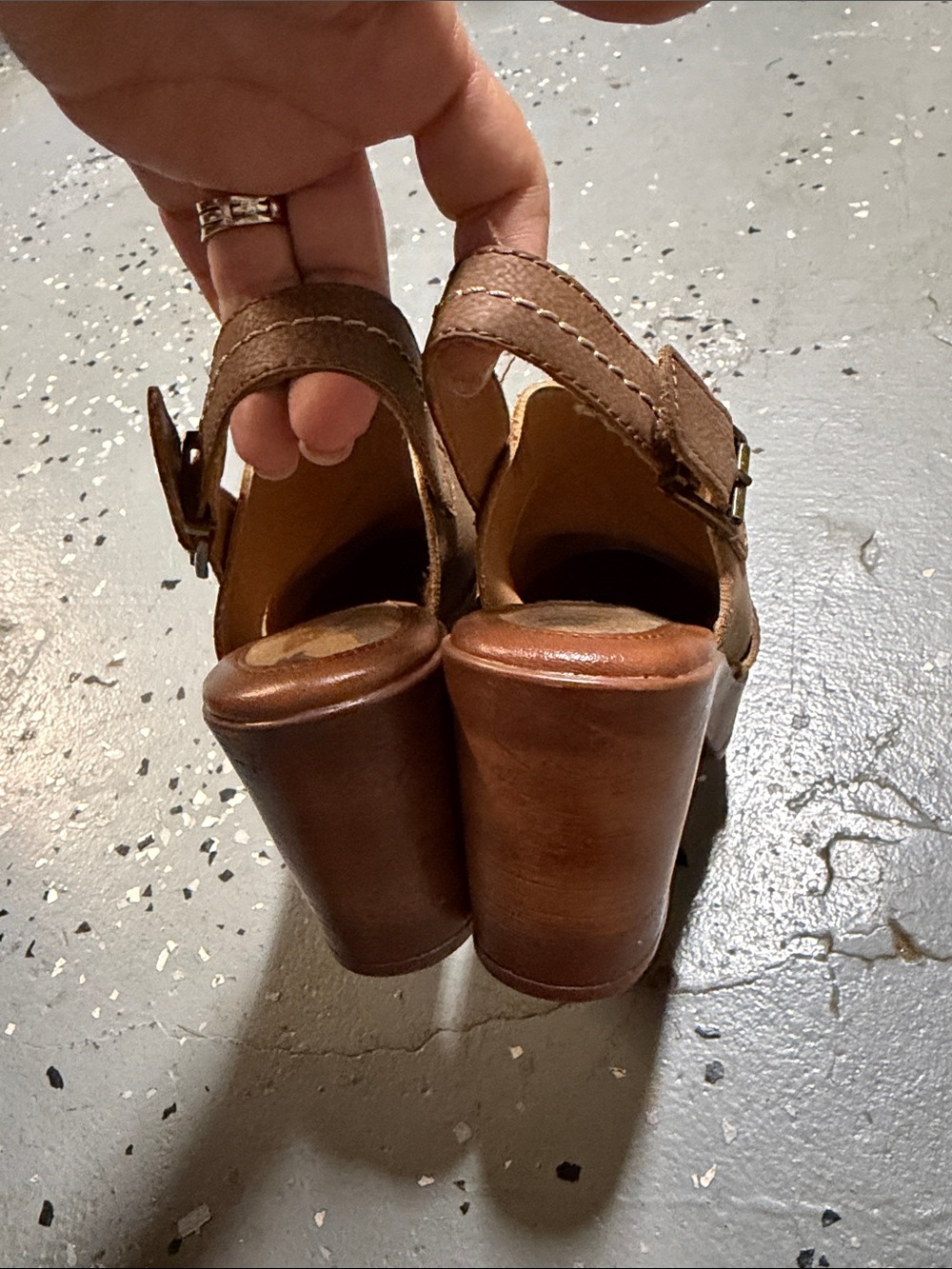 Brown Slingback Clog Heels - Casual Comfort - Picture 3 of 5